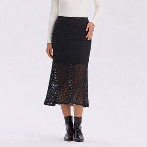 A New Day Women's Lace Flared Midi Skirt Black Size M
